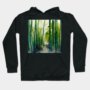 A forest of bamboo, watercolor Hoodie